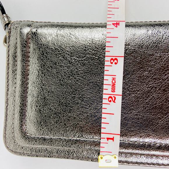 Coach Zip Around Silver Metallic Wallet - Picture 11 of 12
